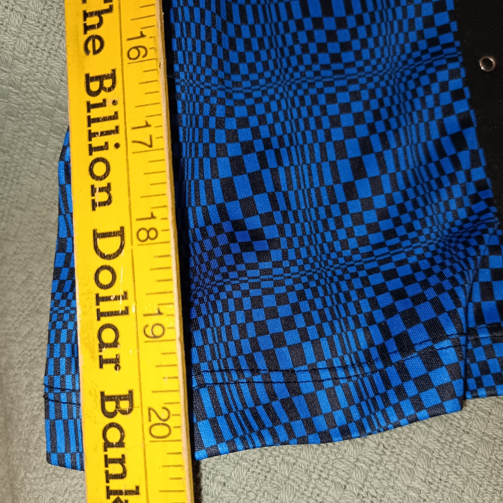 VINTAGE Y2K XOXO Blue Black Geometric Snap Button Crop Top Retro Clubwear NWOT - Picture 6 of 8